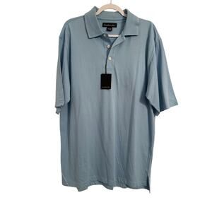 Dunbrooke Men's L NWT Golf Soft Enhanced Short Sleeve Polo Shirt Blue Business